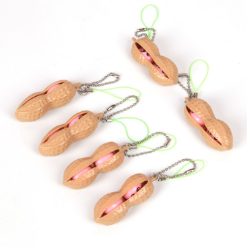 Stress Relief Toy: Squeezable Peanut-Shape Kids and Adult Decompression Keychain