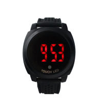 Custom Black Silicone Led Watch 3 Atm Mens El Backlight Led Mirror Watch