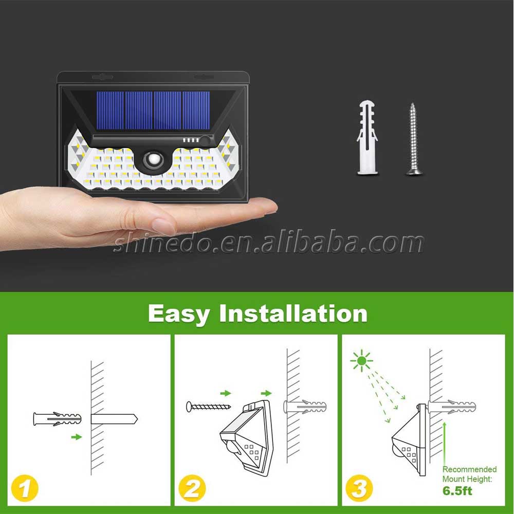 Super Bright 60pcs LED Waterproof Garden Solar Motion Sensor Wall Security Lights for Garage Yard Garden