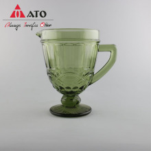 ATO green glass mug beer cup with handle