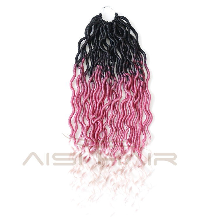 Aisi Hair Crochet Goddess Locs Hair Extensions Synthetic Faux Locs Ombre Curly Afro Crochet Braids Hairpieces