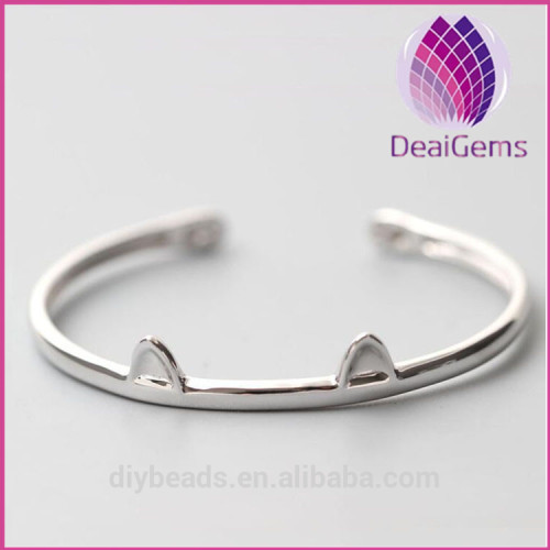 925 Sterling Silver Wholesale Cute Cat Bangle