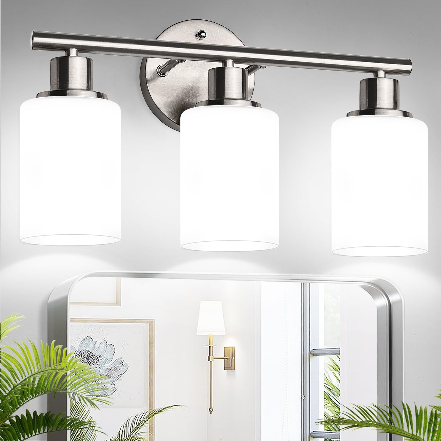 3-Light Light Fixtures Farmhouse Wall Lights with Glass Shades for Mirror Kitchen Bedroom Hallway Living Room (18) 3-Light Light Fixtures Farmhouse Wall Lights with Glass Shades for Mirror Kitchen Bedroom Hallway Living Room (18)