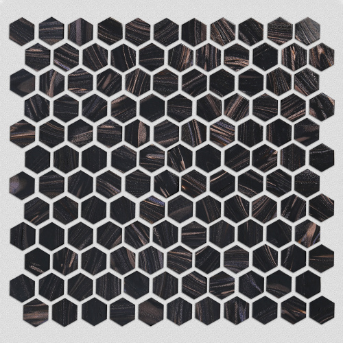 Mosaico Hexagon Negro Líneas de oro Baldosas de arte de vidrio