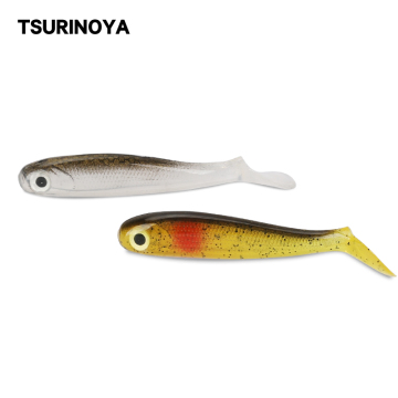 TSURINOYA T-tail Soft Fishing Lure 3D Hollow Fish 4PCS Soft Bait Stable High Quality TPR Material Soft Fishing Shad Swimbait