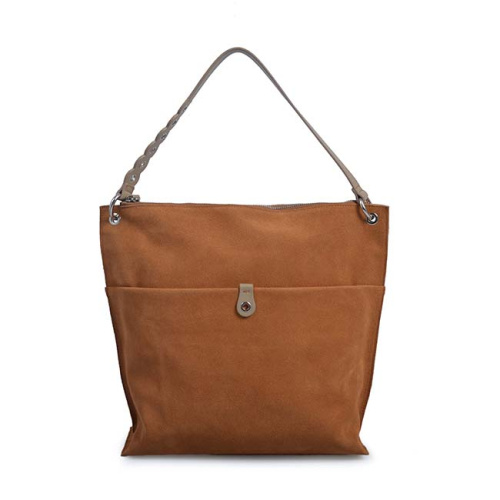 DONNA KARAN Columbus Leather Bucket Bag Tan Color