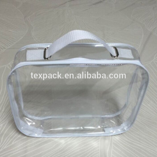 Mini blanket zipper bag with wire rim white PP webbing handle on top