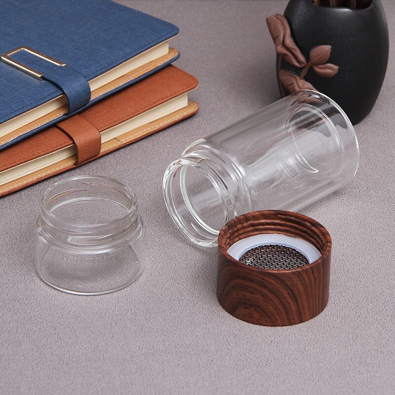 300ml Clear Glass Tea Infuser Bottle with Water Bottle Top