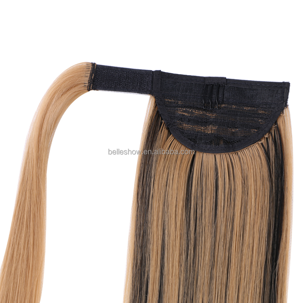 Long Straight Ponytail Hair Synthetic Ombre Mixed Color Straight Synthetic rainbow Ponytail Wrap Around Magic Paste Ponytail