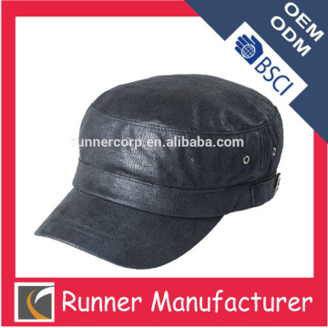 Cheap wholesale black leather military cap