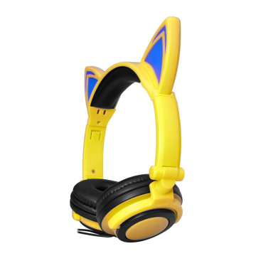 Auricular colorido led auriculares niños auriculares dibujos animados gato