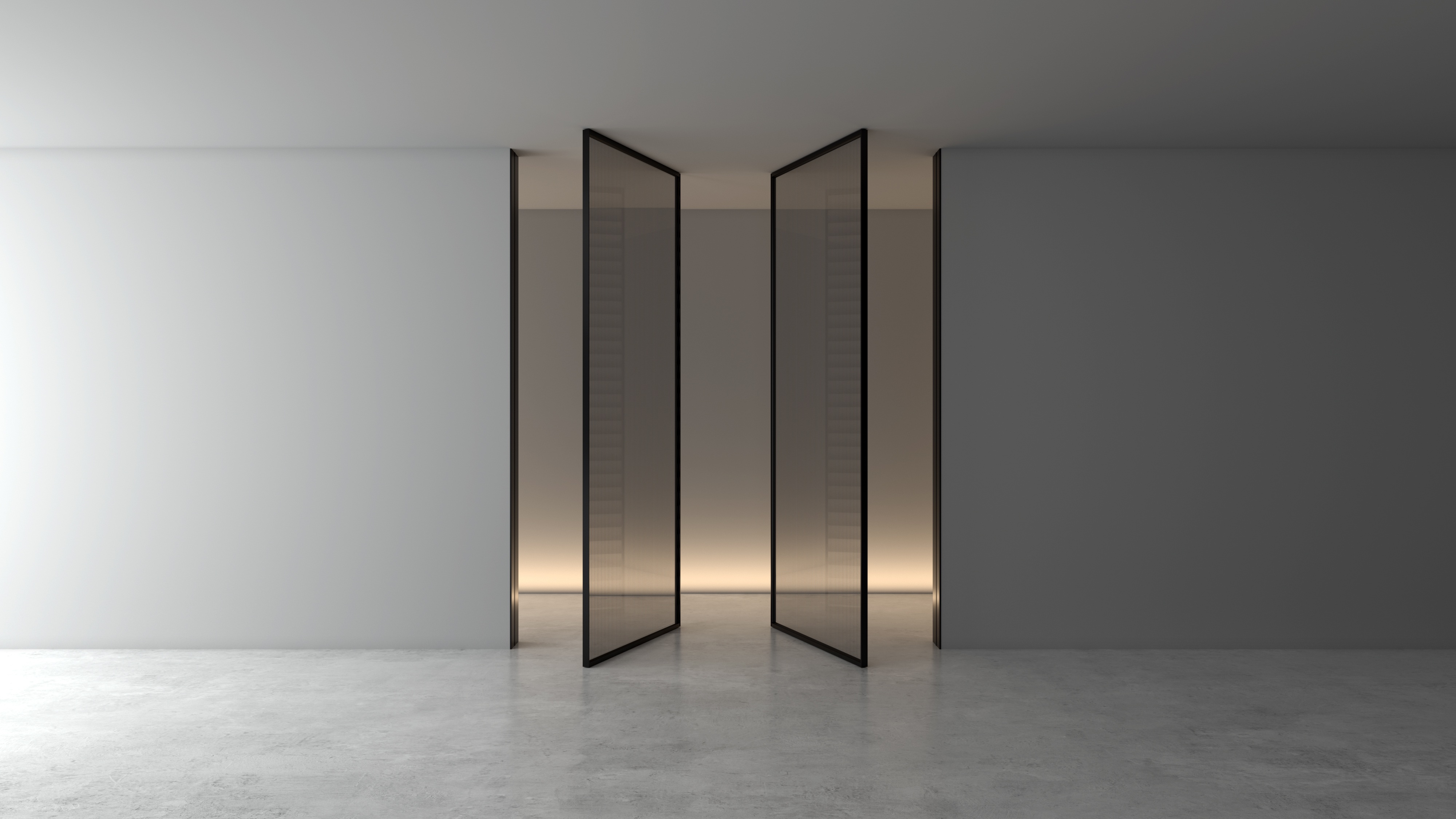 Vista estrutural lateral da porta pivotante Blaze