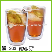 hande made hot borosilicate double wall glass