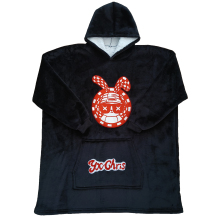 Women's Autumn Winter Velvet Printed Hoodie Loose Pullover Jacket