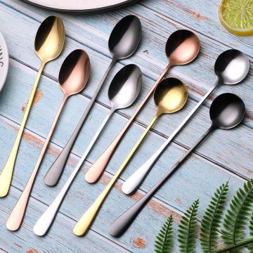 Long Handle Stainless Gold Plated Cocktail Stirring Spoon