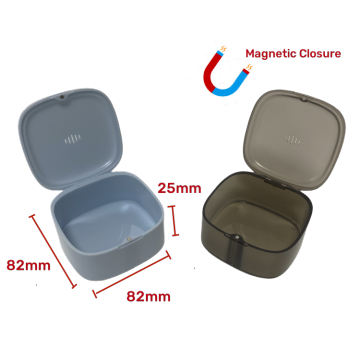 Denture Case with Vent Holes, Denture Bath Cup with Magnetic Closure, Denture Box for Soaking & Cleaning