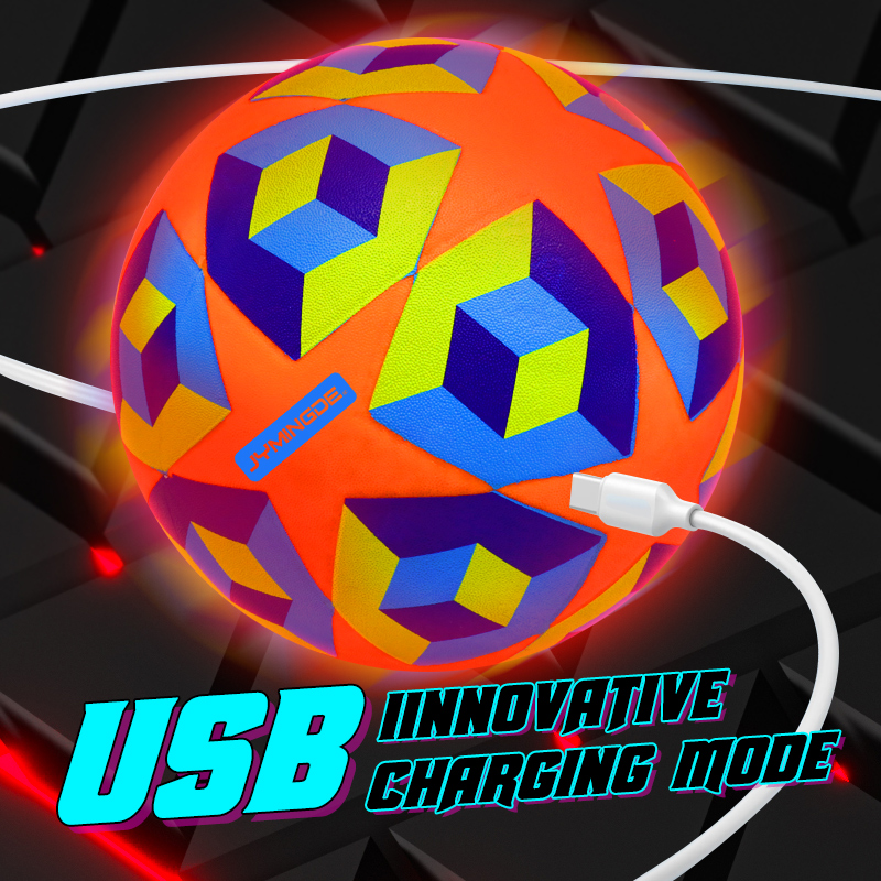 Size 5 star USB rechargeable glow up ball glow in the dark football soccer ball glow