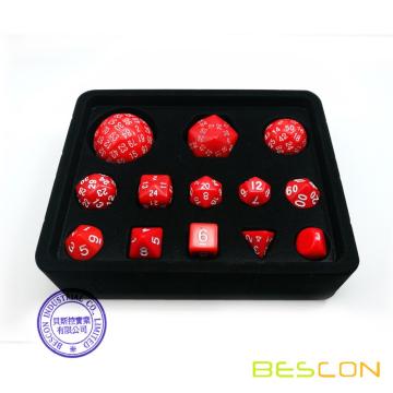 Bescon conjunto de dados poliédrico conjunto 13pcs D3-D100, 100 lados dados conjunto rojo opaco