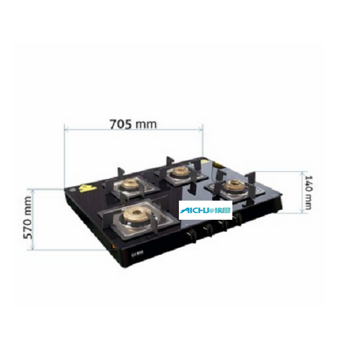 Fogão de vidro preto de 4 queimadores de Glen