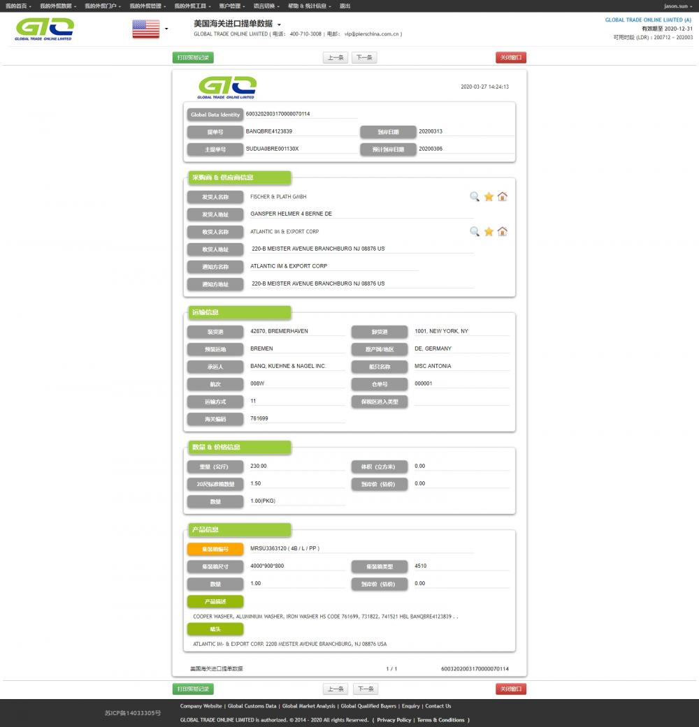 Lavadora USA Importar datos