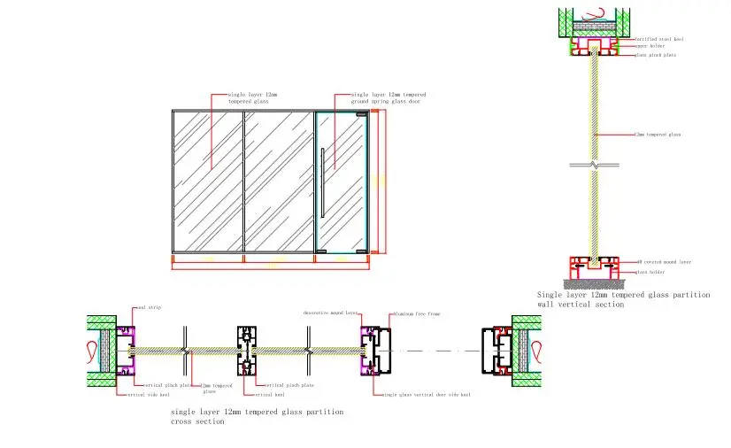 Shaneok Modern Demountable Tempered Glass Office Wall Dividers