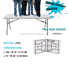 6ft x 30inch Plastic Center Folding Table - Heavy Duty, Blow Molded, White