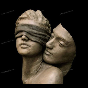 High quality custom metal bronze face art sculpture man and woman face statue