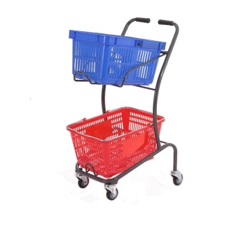 Japanese style double basket shopping cart trolley