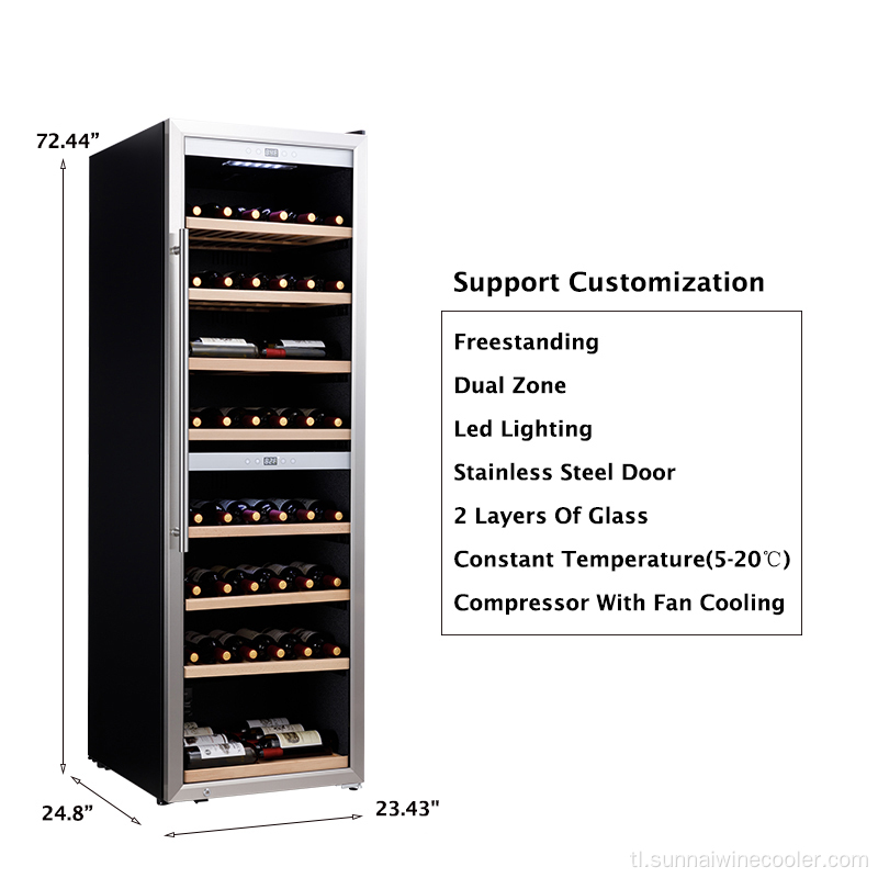 Freestanding 180 bote dual zone wine cooler