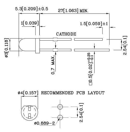 Yello- Green Color 3mm 570nm LED
