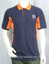 Cotton pique embroided contrast side panel man polo t-shirt