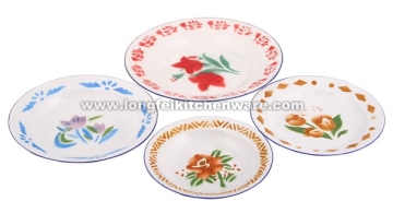 Enamel soup plate decor