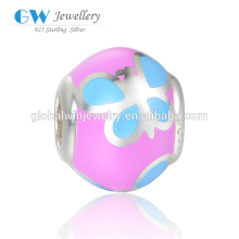 Fancy Butterfly Facing Ball Charm Sterling Silver Charm Bracelet Globalwin