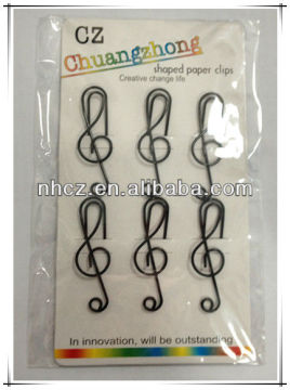 Black Music Shaped Paper Clips in paper card