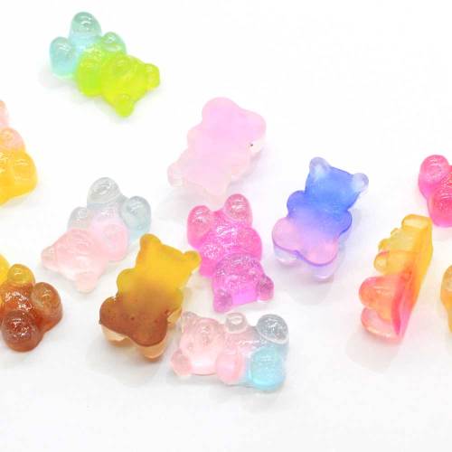 Decorative 100pcs/bag Gradient Color Cute Mini Bear Shaped Beads For DIY craft Decor Charms Room Desktop furnishing articles