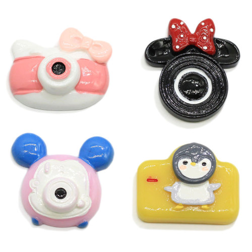 Resina Simulazione Fotocamera Cabochon Cartoon Animal Cat Pinguino Flatback Perline per fai da te Art Decor Accessori per capelli