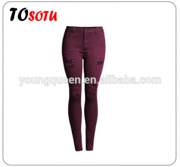AZ02 2016 spring new model jeans pants beggar hole elastic waist slim pants hole sex jeans plus size womens jeans