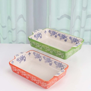 Ceramic Rectangular Amphora Plate for Kitchen and BBQ - RW021 14.75-inch