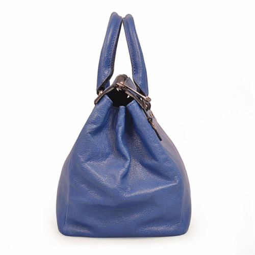 Borsa tote metallizzata blu Market in pelle martellata