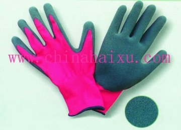 13gauge red Nylon knit liner palm natural latex coats work gloves
