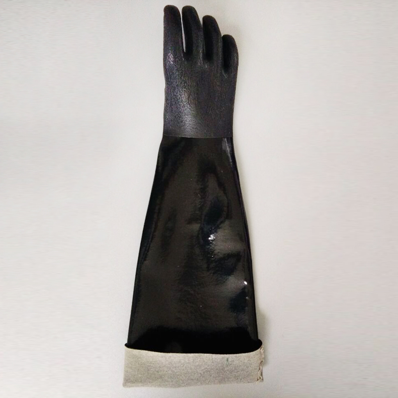 Czarne rękawice PCV Sandy Metal Cotton Linning 60cm