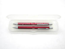 Metal ball pen and mechanical pencil set in plastic box