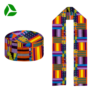 African Kente Pattern Scarfs and Kufi Hats for Kwanzaa