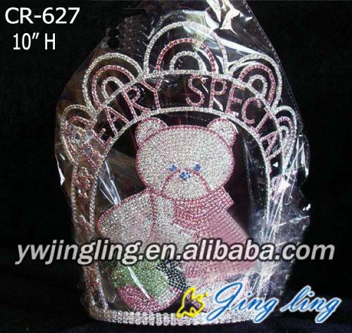 Custom Full Rhinestone Animal Bear Crowns Kids