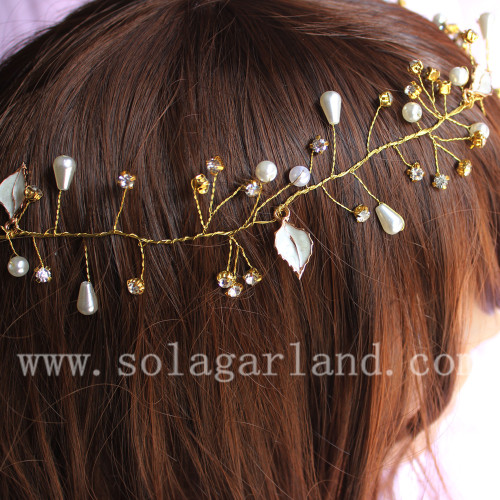 Tienda de accesorios para el cabello con cuentas de cristal de dama de honor de boda artificial