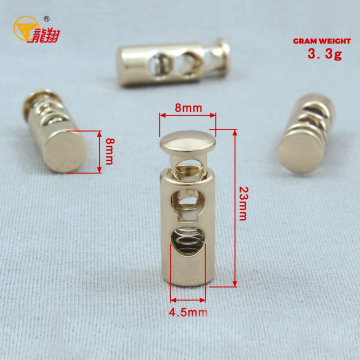 Light Gold Cylindrical Spring Cord Lock Garment Luggage
