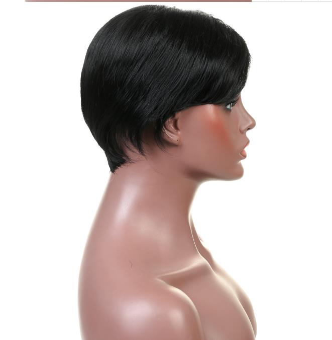 Lsy Non Lace Pixie  Cut Human Hair Wig Color Natural Black 100% Brazilian Hair Wigs For Sale