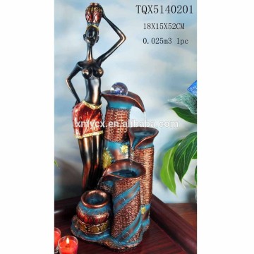 African Woman Statue Water Fountain for Home Decor