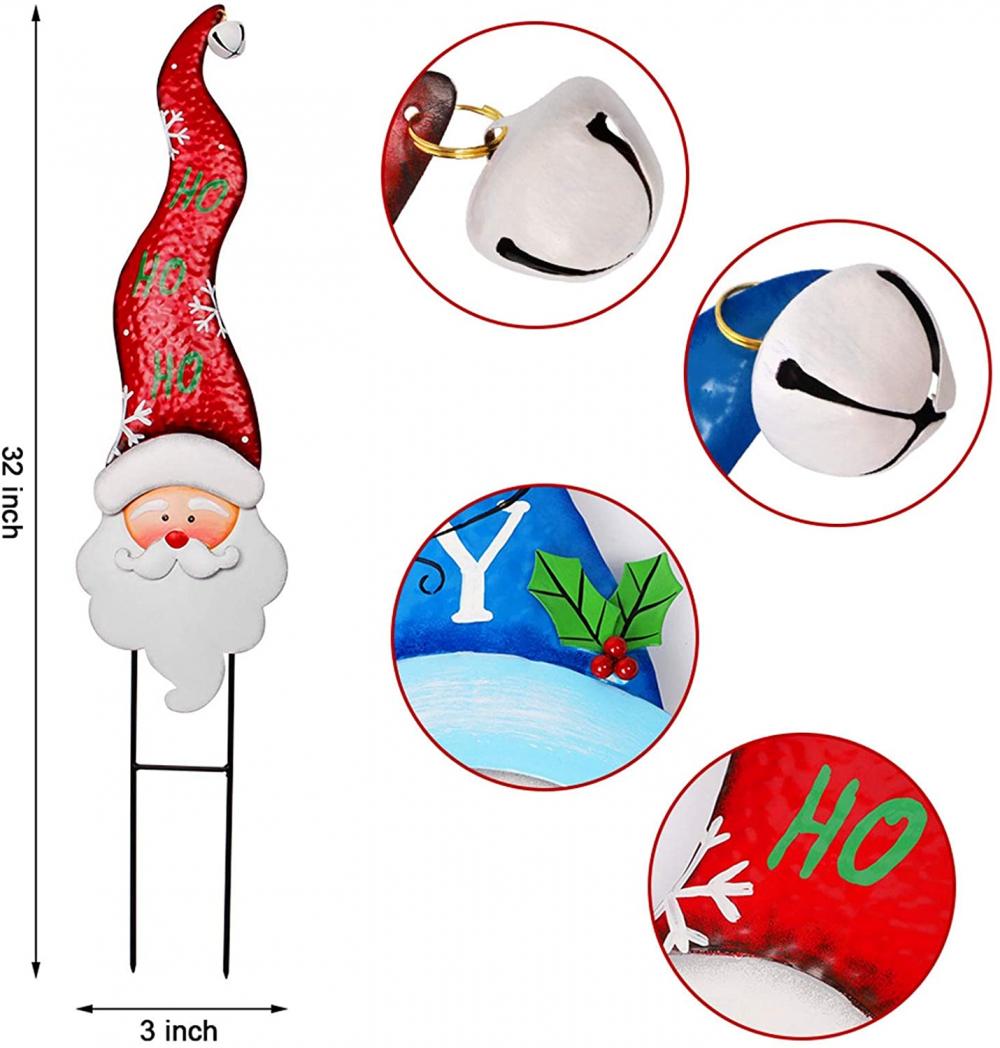 2 Pack Christmas Metal Stakes avec Tinkle Bell