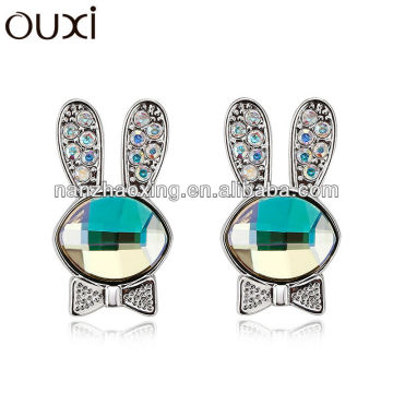 OUXI decorative Rabbit fashionable design ear studs with Austrian Crystals